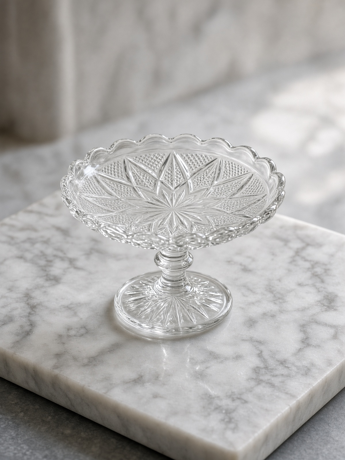 Pressed-glass compote